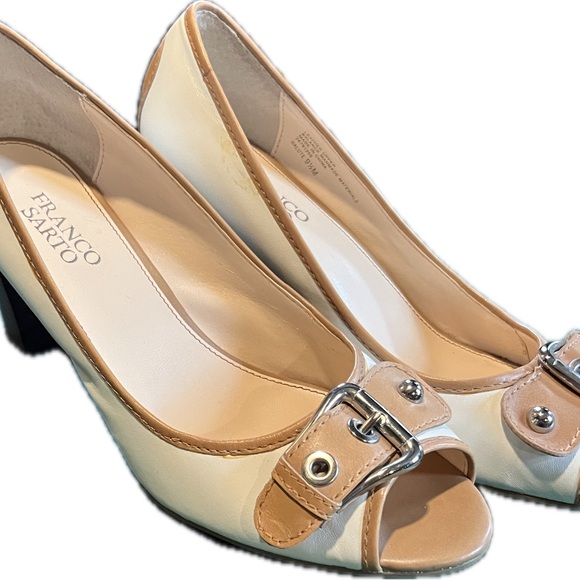 Franco Sarto cute and comfy buttery leather peep toe heels. Size 9.5 - Picture 3 of 6